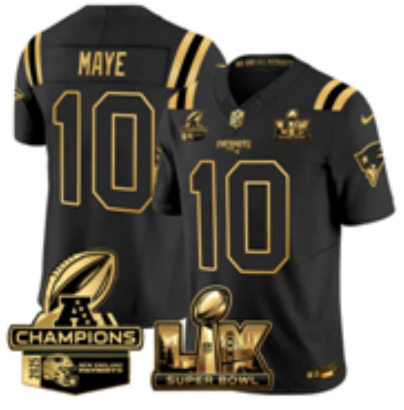 Men 2026 New England Patriots #10 Maye Black Super Bowl Nike Limited NFL Jersey style 01->new england patriots->NFL Jersey